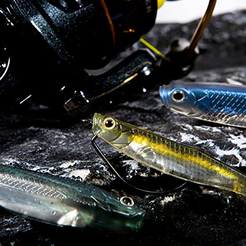 Dr.Fish Soft Plastic Baits, Fork Tail Soft Jerkbait Minnow Lures, 3 to 4-3/4 Inches Soft Swimbaits Jerk Shad Baits Crappie Bass Fishing Lures - color: Olive, size: 4"-5 Pack