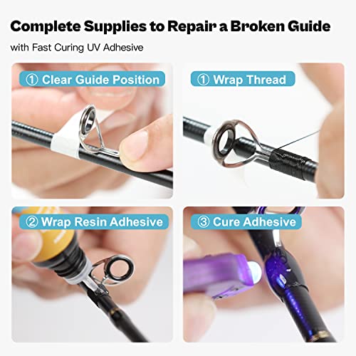OJYDOIIIY Fishing Rod Eyelet Repair Kit Complete, Emergency Quick-Fix Fishing Pole Eyes Replacement Kit with Stainless Steel Guides for Spinning/Casting Rod - color: Casting