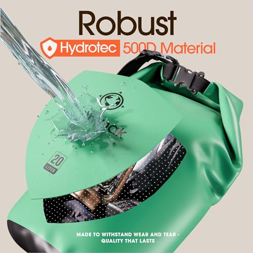 Earth Pak Waterproof Dry Bag - Roll Top Waterproof Backpack Sack Keeps Gear Dry for Kayak with Waterproof Phone Case - color: Seafoam Green, size: 5L