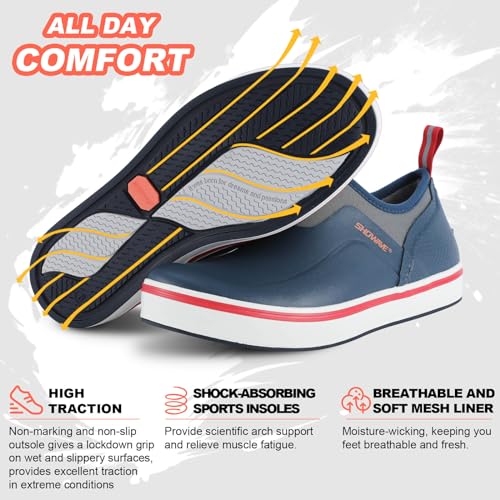 Showave Men's Deck Shoes Waterproof Short Rain Boots Breathable Sports Sailing Booties Non-Slip Rubber Boots Low Cut Design for Outdoor Fishing Gardening Walking - color: Navy, size: 13