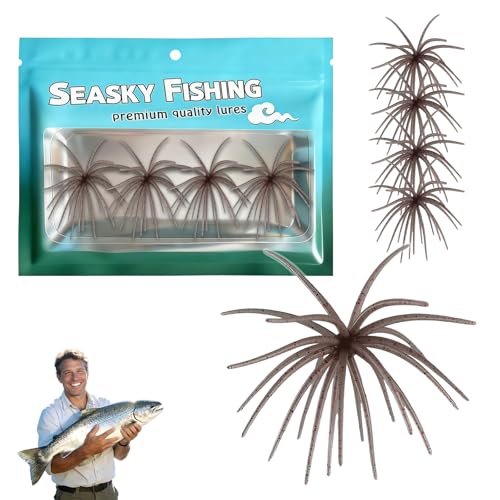 4Pcs Dice Bait, Floating TPR Swimbait with Reflective Stars,Tentacle Creature Lure, Sea Urchin Style Soft Plastic Baits, for Bass Fishing Drop Shot, Wacky Rig/Neko Rig and Finesse, Slow Sinking - color: Grayish Red(S), size: 6cm/2.34inch