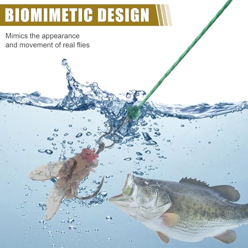 Bionic Fly Fishing Bait, Flies Fishing Lures Kit Trout Jigs Swimbaits Dry Flies Fly Fishing Lures Fish Attractant Fly Fishing Hook for Saltwater Freshwater Bass Panfish 15mm - color: Brown-18pcs