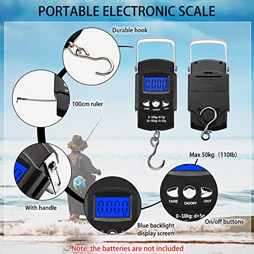Honoson Fishs Hook Remover Tools Kit Include 1 Pcs Handheld Digital Fish Scale and Fishing Hook Remover Tool and Fish Lip Gripper and Fishing Plier with Sheath and 2 Pcs Fishs Tool Lanyards - color: Blue
