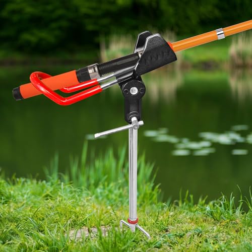 2Pack Fishing Rod Holder for Ground,360 Degree Adjustable Bank Fishing Pole Holders,Multifunctional Stainless Steel Beach Fishing Rod Stand Easy Set Up Rustproof(Gift for Men)