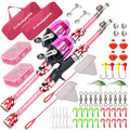 DaddyGoFish Kids Fishing Pole - Rod Reel Combo Tackle Box Starter Set - First Year Small Gear Kit for Boys Girls Toddler Youth Age Beginner Little Children - color: 2 Pack- Pink + Pink (Essential Set), size: 5ft