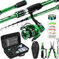 Ghosthorn Fishing Rod and Reel Combo Graphite Telescoping Fishing Pole Portable Travel Kit with Carrier Bag for Freshwater Saltwater - size: 8 ft, style: Full Kit With Fishing Tools