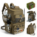 Goture Fishing Backpack with 4 Tackle Boxes, 900D Water-Resistant Tackle Backpack with Rod Holders,Insulated Cooler Compartment, 55L Large Capacity Fishing Gear Storage Bag for Saltwater & Freshwater - color: A3:khaki(4 Tackle Boxes Included)