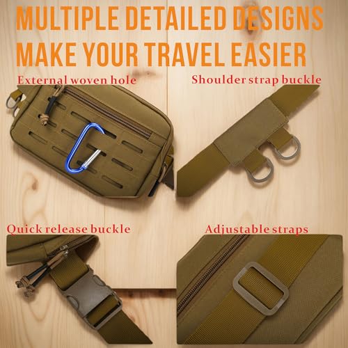 Small Waist Bag Fanny Pack for Men Women, Military Style Belt Bag with MOLLE System, Water-Resistant & Adjustable Strap for Running, Hiking, Festivals, Gym (Camo) - color: Camo