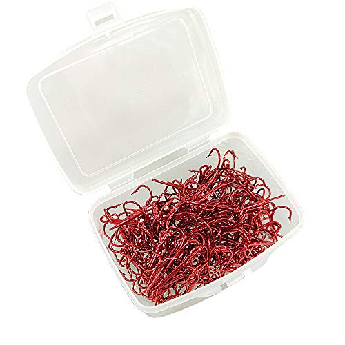 100pcs Fishing Hook Treble Hooks High Carbon Treble Hooks Super Sharp Solid Size 2 4 6 8 10 12 Triple Barbed Steel Fish Hook - color: Red, size: 10#-100pcs