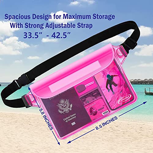 AiRunTech Waterproof Sling Shoulder Bag for Women Men, Amusement Theme Park Mexico Cancun Vacation Essentials Accessories Must Haves,Waterproof Pouch for Phone Passport Wallet Purse with Waist Strap - color: Black + Pink