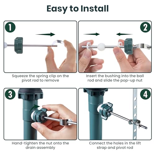 Enhon 2 Pack Pop up Center Piece Assembly, Compatible with Pfister Pop up Stopper PS2673, Bathroom Sink Stopper Replacement with Seal Tape, Pivot Rod Bathroom Universal Sink Repair Kit