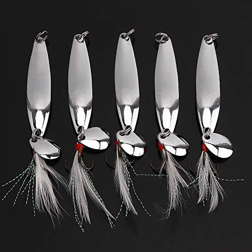 5pcs Spoons Lures Fishing Kit - Metal Spinner Baits With Treble Hooks for Salmon Bass