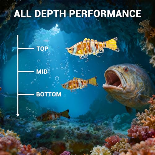 Keenjorika Fishing Lures Multi Jointed Fish Fishing Kits, Slow-Sinking Lifelike Segmented Swimbait Crankbaits, Realistic Swimming Action for Bass, Trout, Pike & Walleye, Freshwater and Saltwater - color: 3 Pack-Style 6