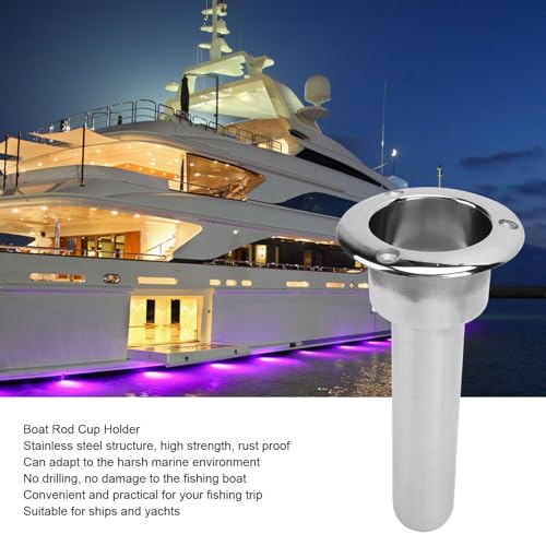 2 in 1 Boat Fishing Rod Cup Holder, Stainless Steel Fishing Rod Holder for Boats, Outrigger Cup Holder for Fishing Rod Holder, 0 Degree/15 Degree/30 Degree - size: 0 Degrees
