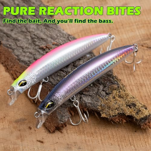 Jerkbait Fishing Lure Minnow 119S, Slow Sinking Saltwater Surf Fishing Lures with Tungsten Weight, Long Cast System, Through-Wire Construction, BKK 4X Hooks, for Halibut Striped Bass Surf Perch