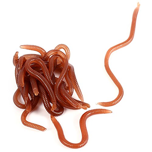 Joyzan Fishing Bait,Soft Lure Trout Fake Earthworm Bass Artificial Worm Kit | Faux Lures Trick Toy Drop Shot Bloodworm Grub Stickbaits Realistic Tackle Lifelike Shaped Stretchy Fresh Water PVC 18PCS