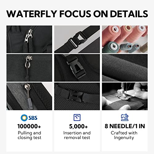 WATERFLY Small Hiking Sling Bag: Crossbody Sling Backpack Chest Bag Daypack for Men Women with Skin-Friendly Shoulder Strap - color: Pure Black(other Style)
