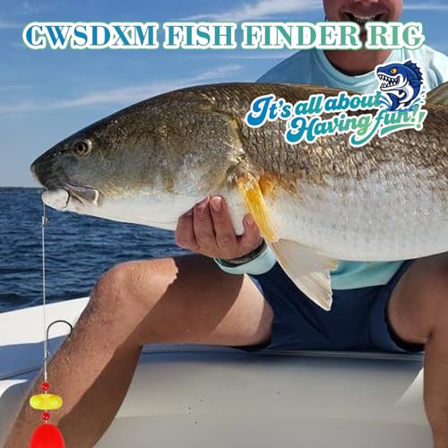 Fish Finder Rigs - 6 Pack (Size 6/0 or 8/0) with 33LB Fluorocarbon Leader - Pre-Assembled Surf Fishing Rigs with High-Carbon Steel Hooks & Oversized Float for Saltwater Ocean Fishing - size: 6/0 Double Hook-6pcs
