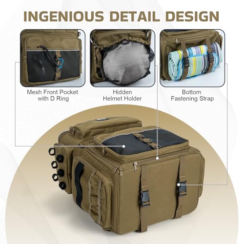 Goture Fishing Backpack with Cooler, 66L 600D Tackle Backpack with 3 Rod Holders, EVA Cover, Helmet Holder, Rain Cover, Saltwater Large Fishing Bag for Camping Hiking, Gear Storage Bag, Gifts for Men - color: A1:khaki(without Tackle Box)