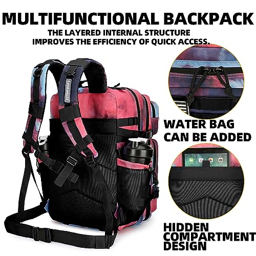 Lovelinks21 25L Tactical Backpack Military Tactical Backpack for Men and Women Small Assault Pack Outdoor Travel Hiking Camping Rucksack with Molle Webbing (Nebula Camo) - color: Nebula Camo