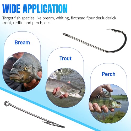 Baitholder Fishing Hooks Long Shank Offset Bait Holder Hooks with Barbs High Carbon Steel Live Bait Hooks for Saltwater Freshwater Catfish Trout Bass Fishing Size #4-6/0 - size: 5/0, style: 150pcs