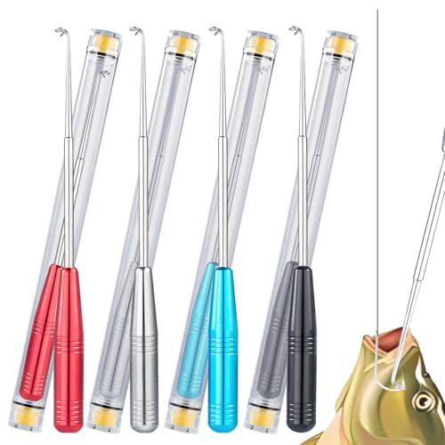 4PCS Fish Hook Remover Tool – Stainless Steel Fishing Hook Remover, Quick Removal Extractor with Storage Tube, Essential Fishing Gear and Equipment for Anglers