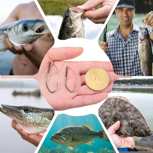 70 Pcs Weedless Wacky Rig Hooks Professional V Bass Fishing Worm Hooks Carbon Steel Fishing Lure Baits for Freshwater Saltwater - size: 3/0