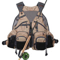 Kylebooker Fly Fishing Vest Pack Adjustable for Men and Women - color: Khaki