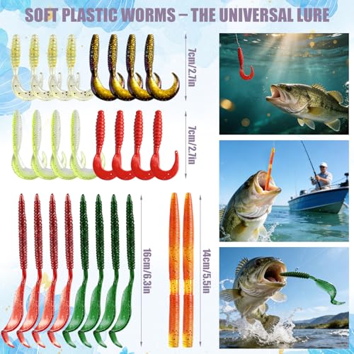 71Pcs Fishing Lures Kit, Fishing Tackle Box Fishing Baits Including Crankbaits for Bass, Freshwater and Saltwater, Fishing Accessories Fishing Gear, Fishing Gifts for Men Dad