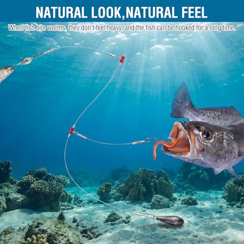 36 Pcs Fishing Leaders 1 Arm and 2 Arm Stainless Steel Tackle Rig with Tackle Lure Swivels Snaps High-Strength Fishing Wire Gear Saltwater Rig Wire Leader Bottom Rigs for Saltwater