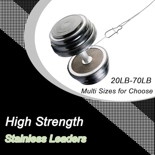QISHUO Rigs Stainless Fishing Leader Steel High Strength Fishing Leader Saltwater Fishing Freshwater Wire Leaders Lures White Nickel - size: Size #2 (7.8in-30lb) 40pcs