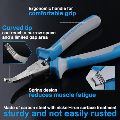 SPEEDWOX 8" Special Lock Ring Pliers With Hole Bent Jaw Tips C-Clip Retaining Snap Angle Circlip Pliers for Ring Remover Automatic Transmissions Transfer Case - style: 8" Bent Jaw with Hole