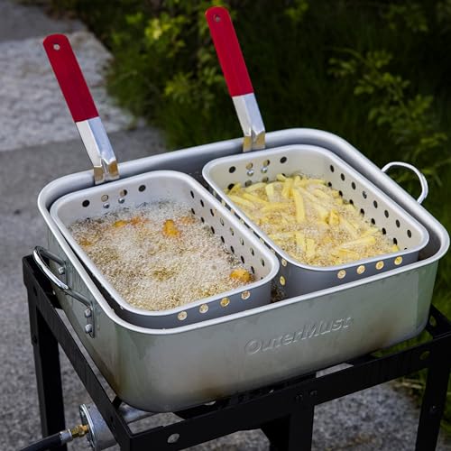 OuterMust 58,000 BTU Outdoor Fryer, 18 Qt. Deep Fryer Pot and 2 Inner Baskets, Ideal for Frying Fish, Chicken Wings, French Fries - size: 18 Qt. with Baskets