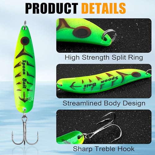 Fishing Spoons Lure Jigs, 5pcs Jigging Spoon Saltwater Fishing Lures Slow Vertical Jigs Metal Baits for Trout Bass Tuna Salmon Sailfish Snapper - color: A-5pcs, size: 1oz(28g)