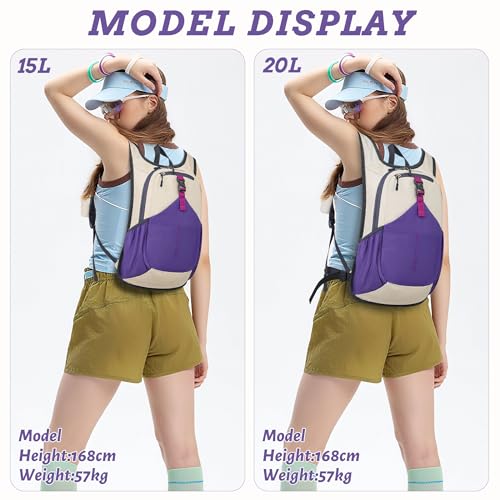 BECOJADDE 20L Small Hiking Backpack for Men Women Foldable Packable Back Pack Ultralight Hiking Daypack for Travel Camping Outdoor, Beige Purple - color: Beige Purple, size: 20L