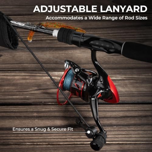 KastKing MeshGuard Rod Socks, Fishing Rod Sleeve, Neoprene Fishing Pole Sleeve, Fishing Rod Covers, Built-in Hanging Loop & Adjustable Lanyard, Fits Casting, Spinning, & Fly Rods - color: Black 1 Pcs, style: Spinning