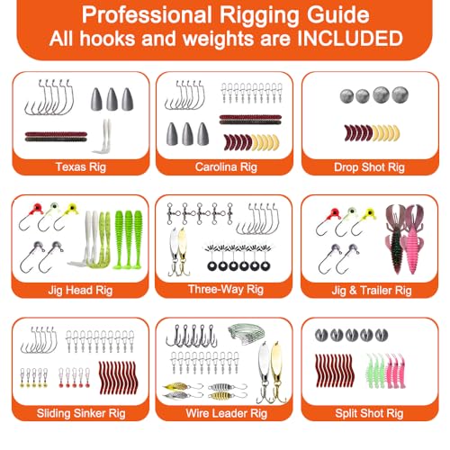 Fishing Tackle kit, 308pcs Fishing Accessories Kit, Fishing Hooks, Split Shot Fishing Weights, Swivels, Beads, Lures –Fishing Gear Set for Bass Trout Catfish, Ideal Fishing Gifts for Men