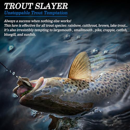 Trout Lures Rooster Bait Tail Fishing Spinnerbaits, Brass Hard Metal Spinner Baits Trout Fishing Lures for Bass Salmon Pike Freshwater Saltwater Lake River - color: B2-5pcs-1/4oz