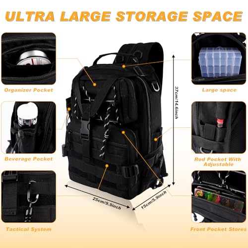 139PCS Tackle Box Backpack,Fishing Backpack with Accessories,Tackle Bag Fishing Tool Kit Fish Pliers Salt Water Fishing Tackle Set for Men Women Gifts (Black) - color: Black