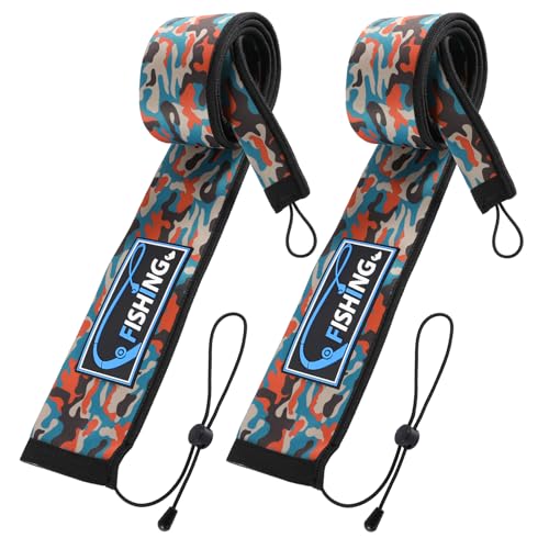 2Pcs Neoprene Fishing Rod Sleeve for Casting, Trolling, Spinning Rods – Lightproof & Puncture Resistant Rod Cover - color: Orange Camo, size: 65" - 2Pcs