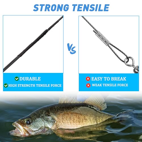 Saltwater Snelled Fishing Hooks with Leader Rig, 24pcs Steel Fishing Wire Leaders with Hook Swivel 11.9in Pre-Tied Wire Trace for Saltwater Freshwater Toothy Predators Bluefish Mackerel - size: 1/0_24pcs