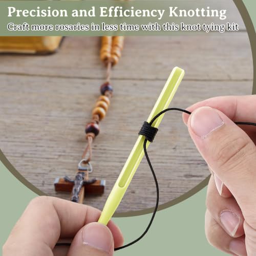Dunkive 2 Pack Rosary Cord Knotting Tool, #7#9 and #36 Dual Head Twine Knotting Tool, Rosary Making Supplies, Beads Tying Kit, Beading Cord Kit for Jewelry, Fishing Hook, Bracelet(Yellow) - color: Yellow