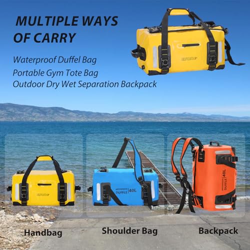 ESONE Dry Bags Waterproof Backpack for Men/Women Dry Bags for Kayaking Waterproof Backpack for Travel Dry Bag Backpack Waterproof Duffel Bag Applicable Boating Camping Paddle Board Surfing（40L） - color: Yellow, size: 40L