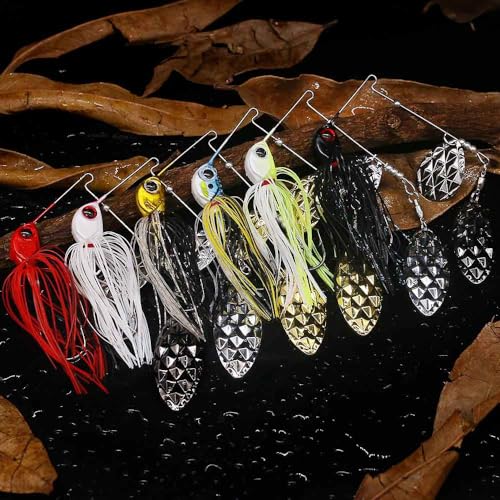XFISHMAN-Spinner-Baits-for-Bass-Fishing-Lures-Colorado Blade Spinnerbait Set 1/4 oz & 3/8 oz 6 Colors for Bass Pike Crappie & Trout Fishing - size: 3/8 oz