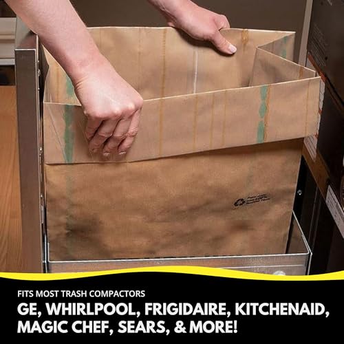 Kitchen Master Super Strong Compactor Bags (12 Pack) | Precuffed, Garbage Compactor Bags, Kitchen Liner, Paper Trash Bin Press, Kitchen Essential, Paper Garbage Press Liner - size: 1 Count (Pack of 12)
