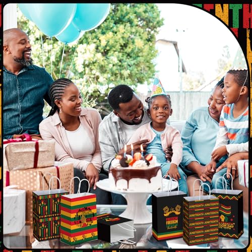 Kosiz 24 Pcs Juneteenth Gift Bags with Handles Bulk Juneteenth Party Favor Bags Black History Month Freedom Day Goodie Bag African American Independence Day Decor Gift for June 19th Party Supplies - style: Juneteenth