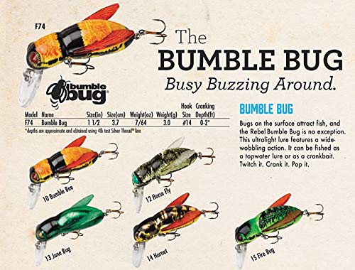 Rebel Lures Bumble Bug Topwater / Crankbait Fishing Lure, 1 1/2 Inch, 7/64 Ounce - color: Horse Fly