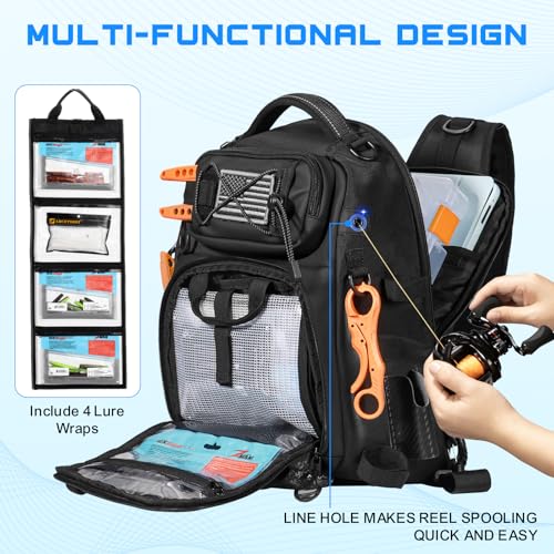 18L Fishing Sling Bag with Removable Lure Wraps and Rod & Beverage Holder, Tackle Bag for Fishing Gear - color: A: 18L Sling Bag