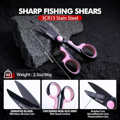 Goture Fishing Tool Kit,Fishing Pliers,Fillet Knife with Sheath,Fish Lip Gripper,Fish Hook Remover,Lanyard,Line Scissors,Sharpener,Stainless Steel Soap,Saltwater Gear Kit,Red/Pink,Gifts for Men/Women - color: B2:5pcs Pink Fishing Tool Kit