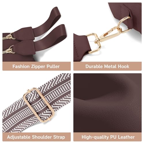 oscaurt Leather Crossbody Bag Bum Bag for Women Large Sling Bag Cross Body Purse Shoulder Handbag Fanny Pack - color: Coffee, size: Large